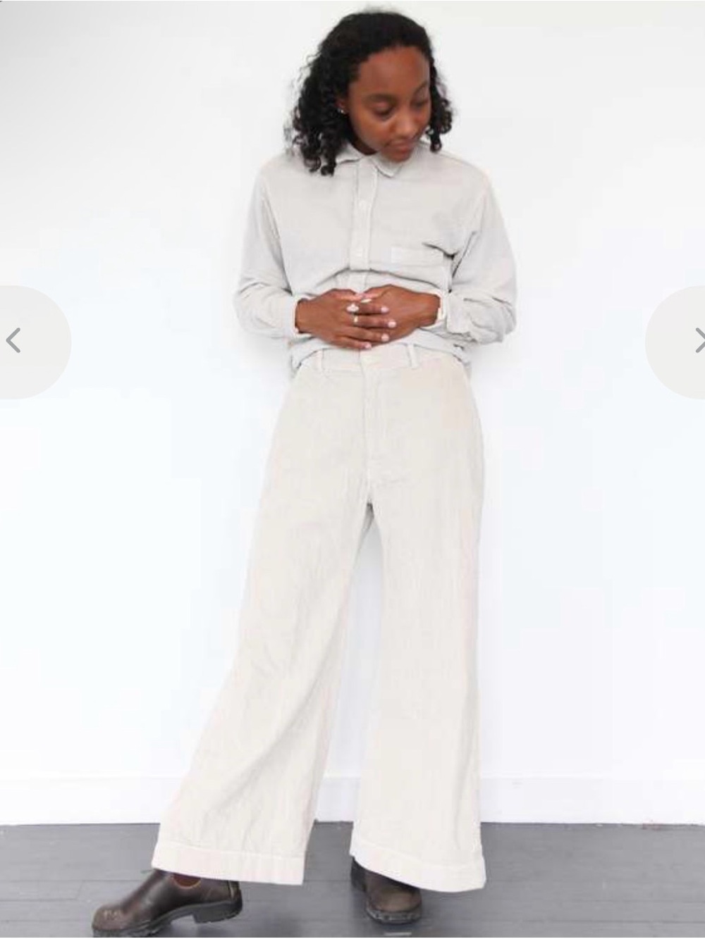 NWOT CP shades Polly wide leg corduroy pant sz small cream